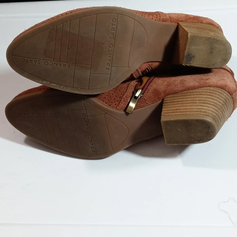 Franco Sarto Garfield Buckle Accent Zip Burnt Orange‎ Bootie